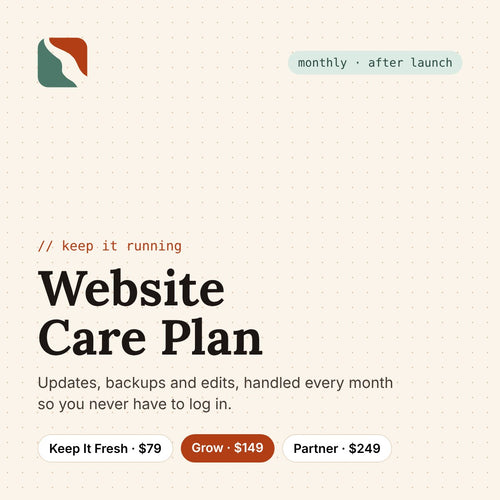 Website Care Plan, from $79 a month.